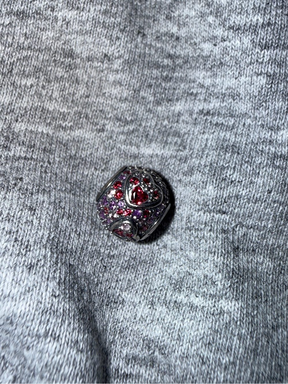 Pandora Sparkling Heart Charm Bead with Red and Pink Crystals